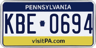 PA license plate KBE0694