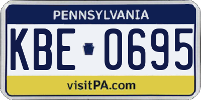 PA license plate KBE0695