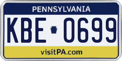 PA license plate KBE0699