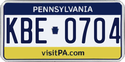 PA license plate KBE0704