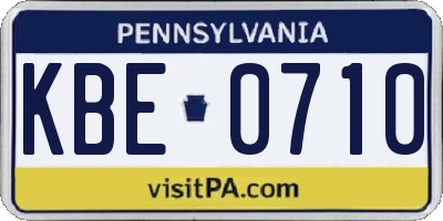 PA license plate KBE0710
