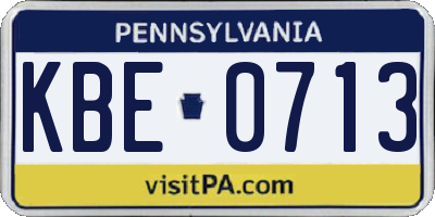 PA license plate KBE0713