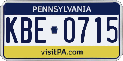 PA license plate KBE0715