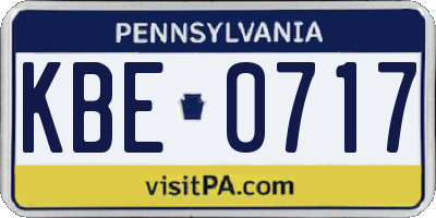 PA license plate KBE0717