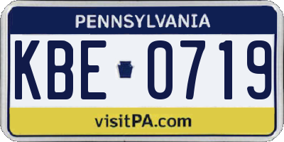 PA license plate KBE0719