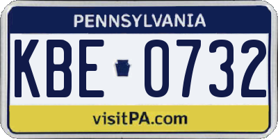 PA license plate KBE0732