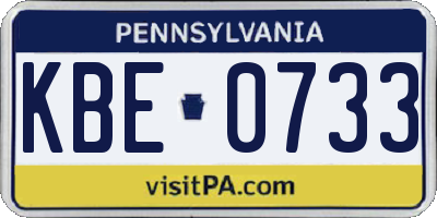 PA license plate KBE0733