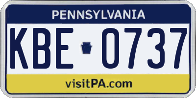 PA license plate KBE0737