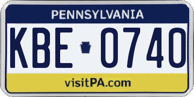 PA license plate KBE0740