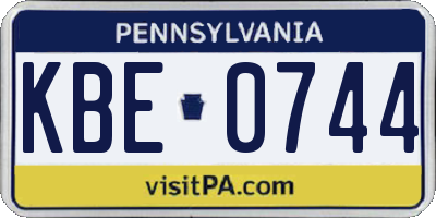 PA license plate KBE0744