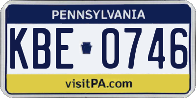 PA license plate KBE0746