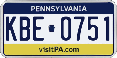 PA license plate KBE0751