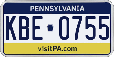 PA license plate KBE0755