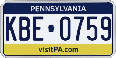 PA license plate KBE0759