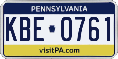 PA license plate KBE0761