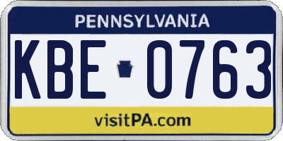PA license plate KBE0763