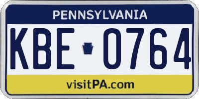 PA license plate KBE0764