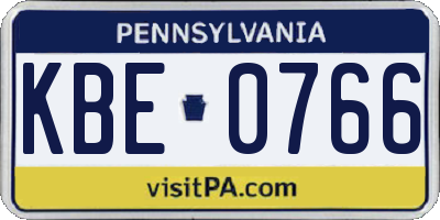 PA license plate KBE0766