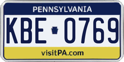 PA license plate KBE0769