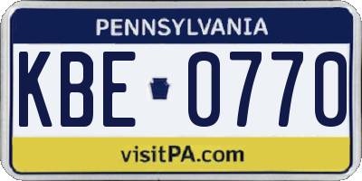 PA license plate KBE0770