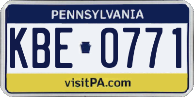 PA license plate KBE0771