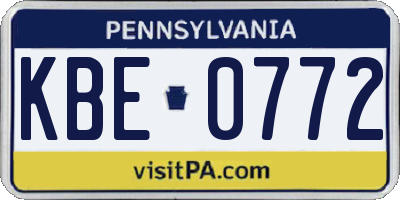 PA license plate KBE0772