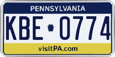 PA license plate KBE0774