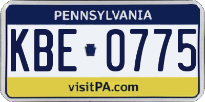 PA license plate KBE0775