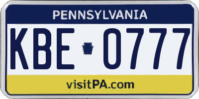 PA license plate KBE0777
