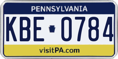 PA license plate KBE0784