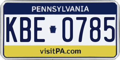 PA license plate KBE0785