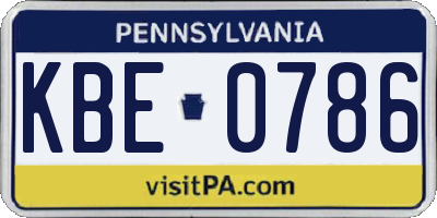 PA license plate KBE0786