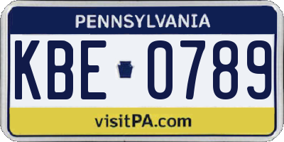 PA license plate KBE0789