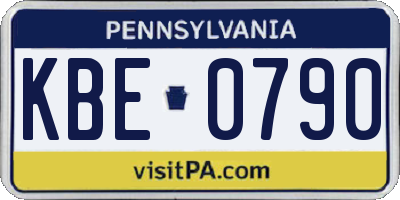 PA license plate KBE0790