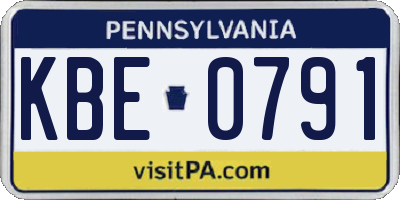 PA license plate KBE0791