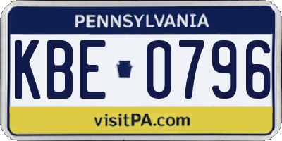 PA license plate KBE0796