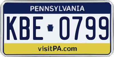 PA license plate KBE0799