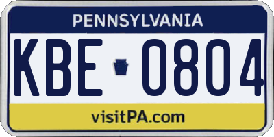 PA license plate KBE0804