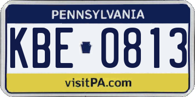 PA license plate KBE0813