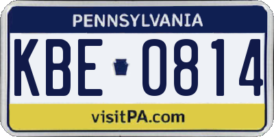 PA license plate KBE0814