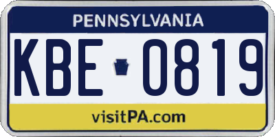 PA license plate KBE0819