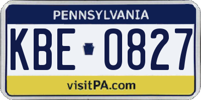 PA license plate KBE0827
