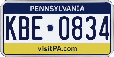 PA license plate KBE0834