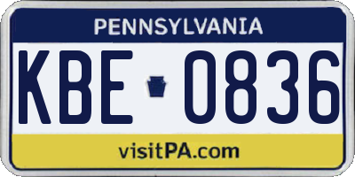 PA license plate KBE0836