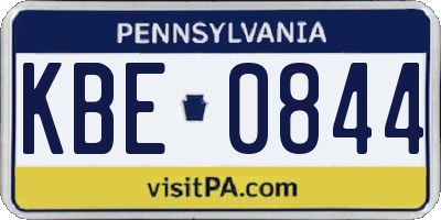 PA license plate KBE0844