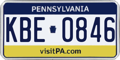 PA license plate KBE0846