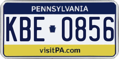 PA license plate KBE0856