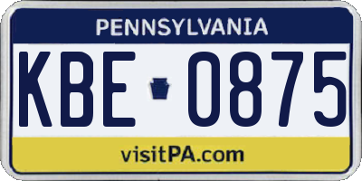 PA license plate KBE0875
