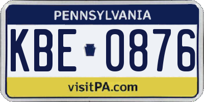 PA license plate KBE0876