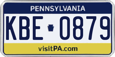 PA license plate KBE0879